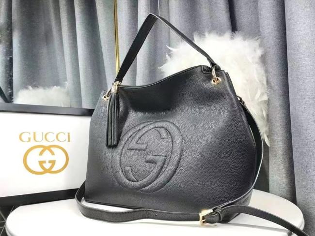 GUCCI Soho Embossed Logo Tote Bag