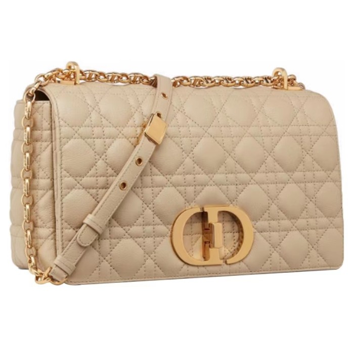 DIOR Dior Caro calfskin one-shoulder messenger bag large women's beige