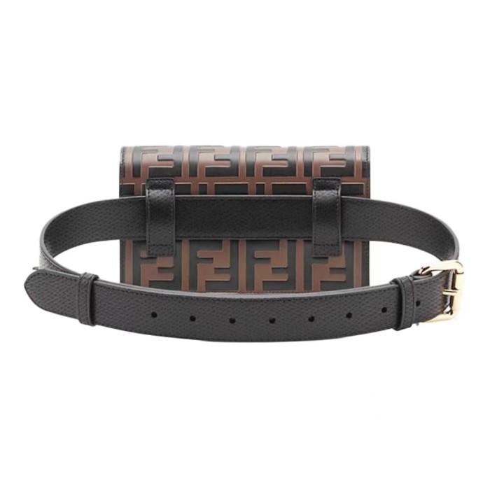 Fendi Kan I Gold Logo Presbyopic FF Embossed Colorblock Textured Belt Bag