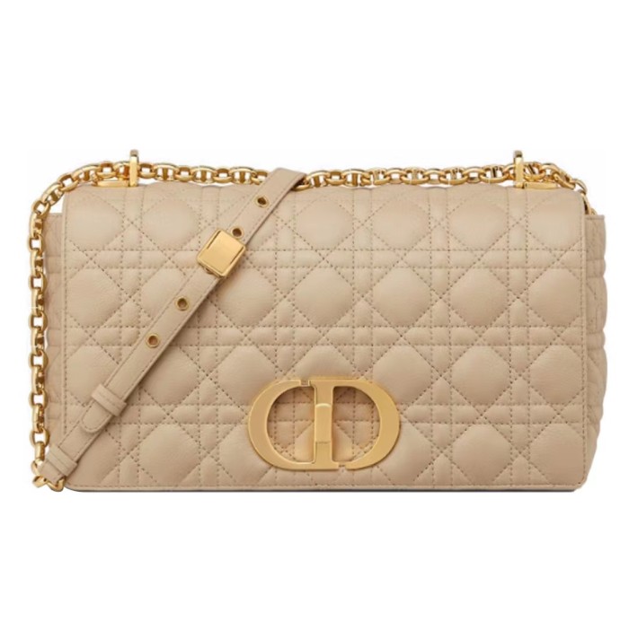 DIOR Dior Caro calfskin one-shoulder messenger bag large women's beige