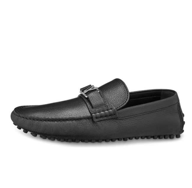 Louis Vuitton Hockenheim Grained Calfskin Loafers Black