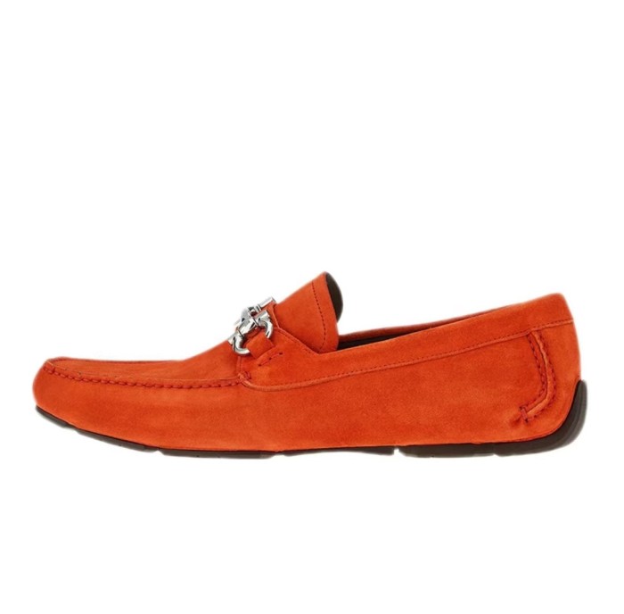 Ferragamo Gancini Calfskin Suede Sneakers Orange