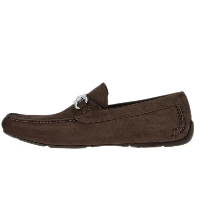 Ferragamo Gancini Calfskin Suede Sneakers Brown