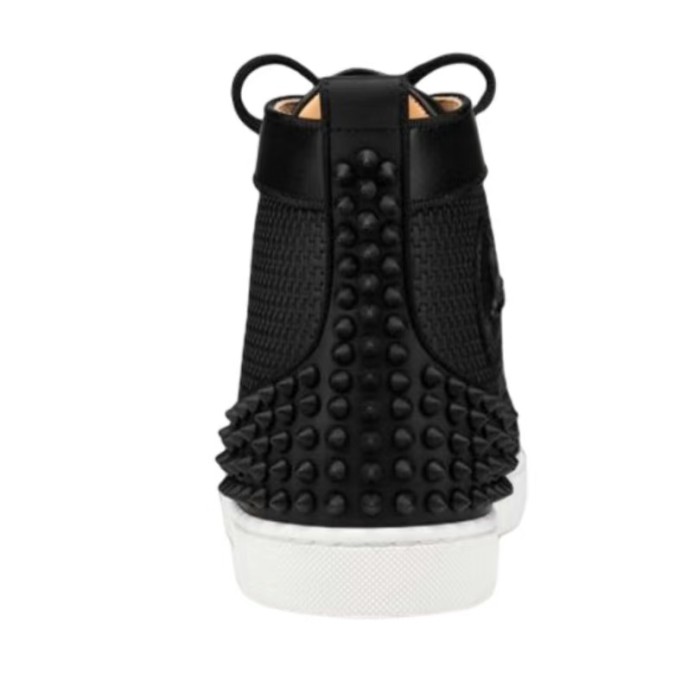 Christian Louboutin Lou Spikes Smooth Leather Sneakers Black