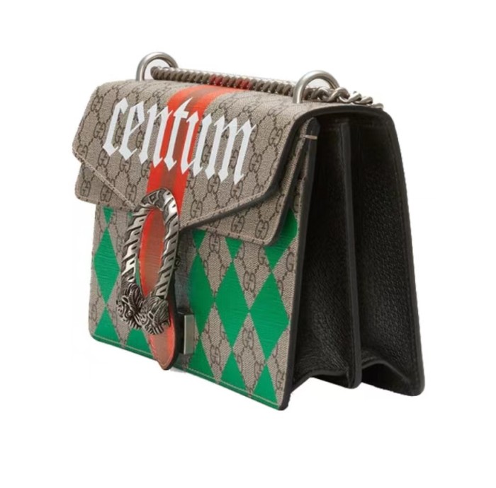 Gucci Dionysus Dionysus Tiger Head Buckle Old Flower Logo Colorful Geometric Print