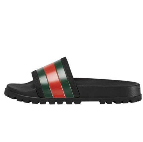 GUCCI striped webbing rubber slippers