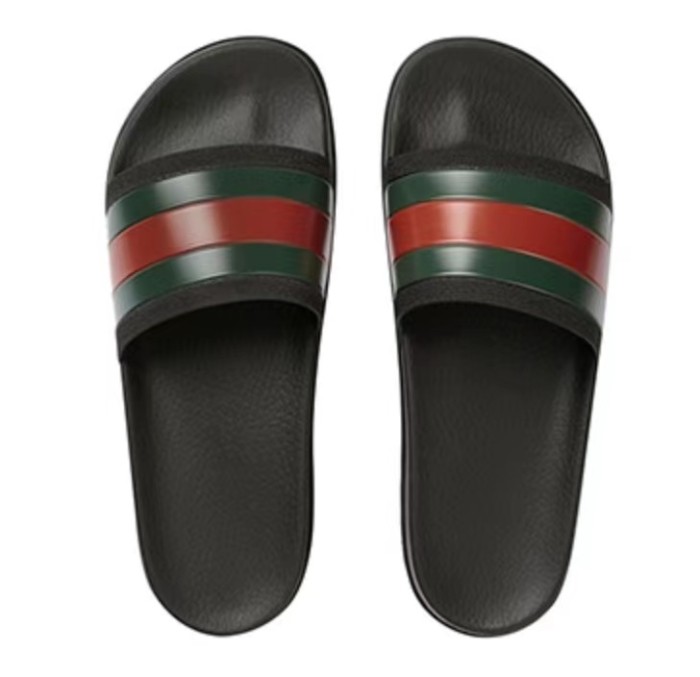 GUCCI striped webbing rubber slippers