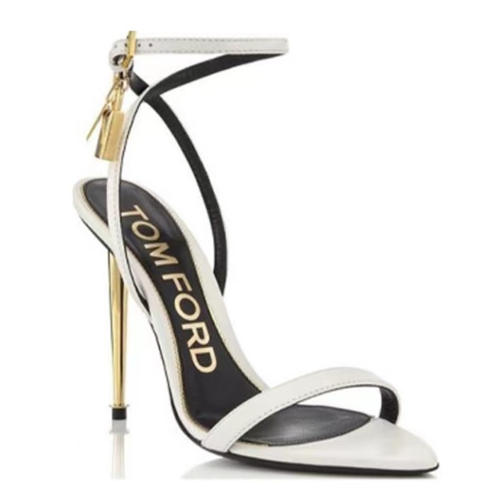 TOM FORD Glossy Leather Padlock Pointed Toe Sandals Women's