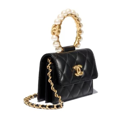 CHANEL Small Chain Classic Sheepskin Pearl Handle Crossbody Bag