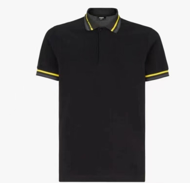 FENDI Knitted Round Neck Short Sleeve T-Shirt Men's Black