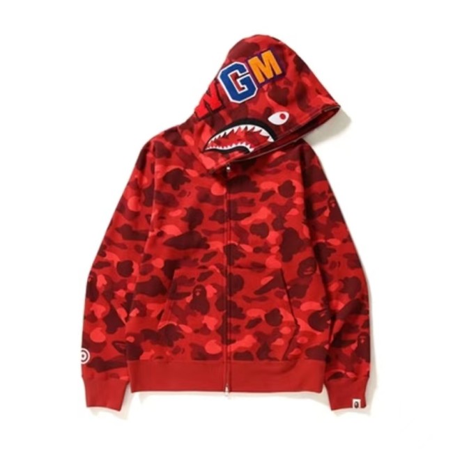 BAPE Camouflage Shark zipper hoodie jacket for men and women