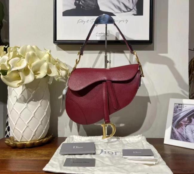 Dior Saddle Saddle Bag Velvet Oblique Print Burgundy Women