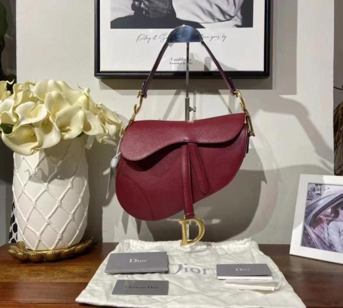 Dior Saddle Saddle Bag Velvet Oblique Print Burgundy Women