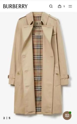 Burberry solid color belted double-breasted mid-length trench coat women's honey color