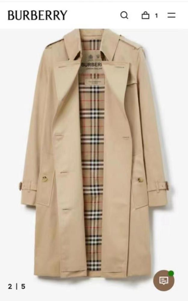 Burberry solid color belted double-breasted mid-length trench coat women's honey color