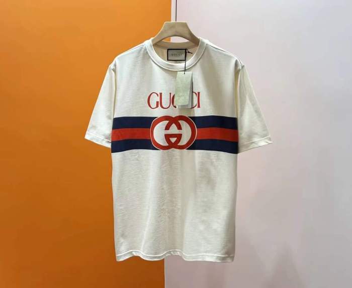 Gucci Interlocking Double G Stripe Polo Shirt Ivory