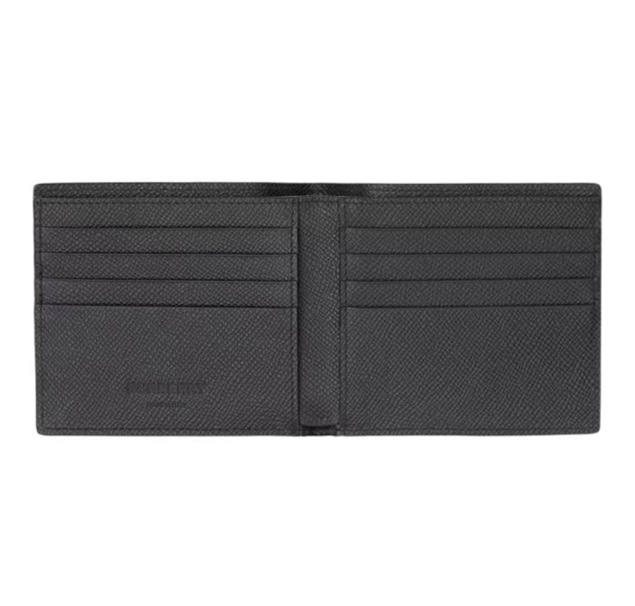 Burberry, double-fold grain leather, wallet, men's, black