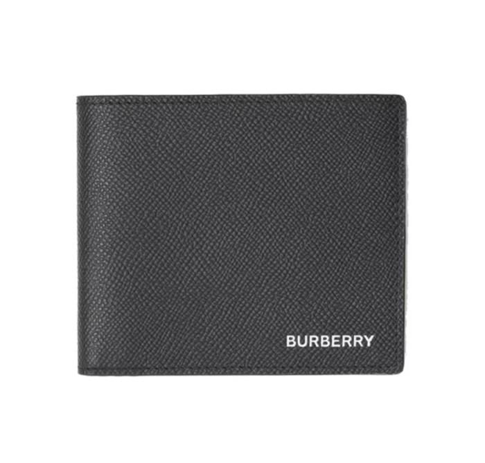 Burberry, double-fold grain leather, wallet, men's, black