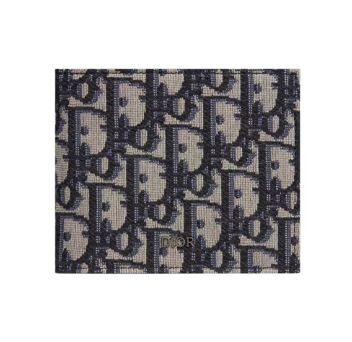 Dior Oblique embroidered leather wallet for men and women