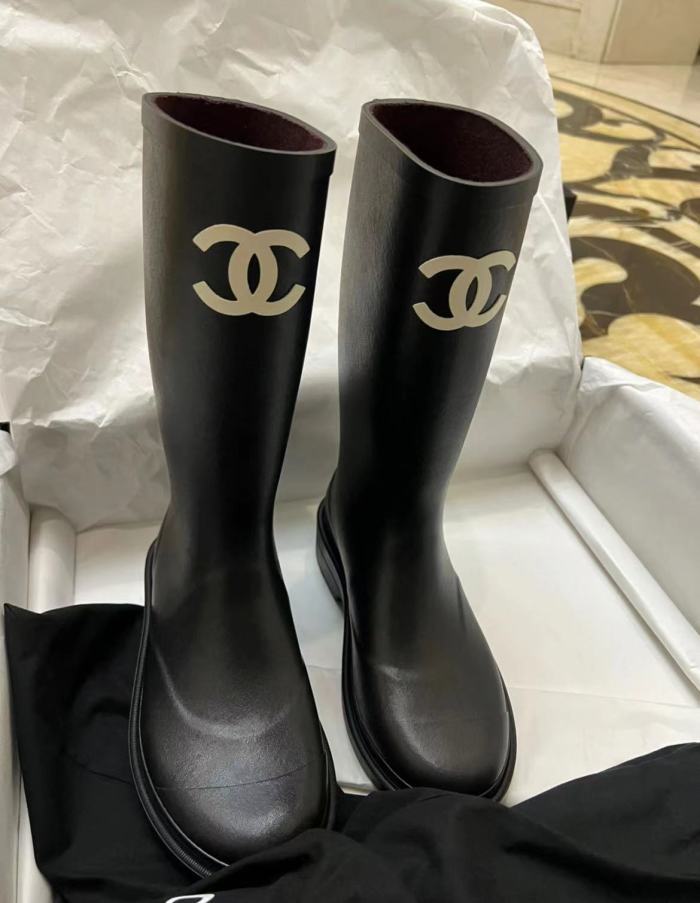 Chanel rain boots