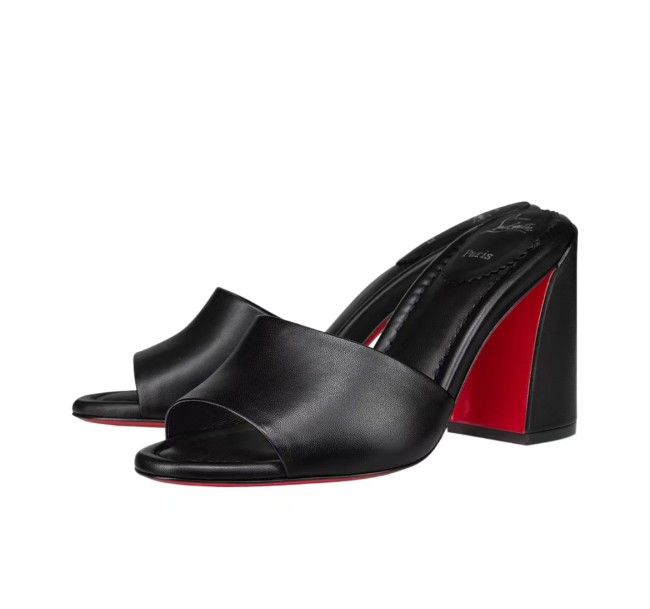 Cl leather slippers 8.5 cm women's, Black