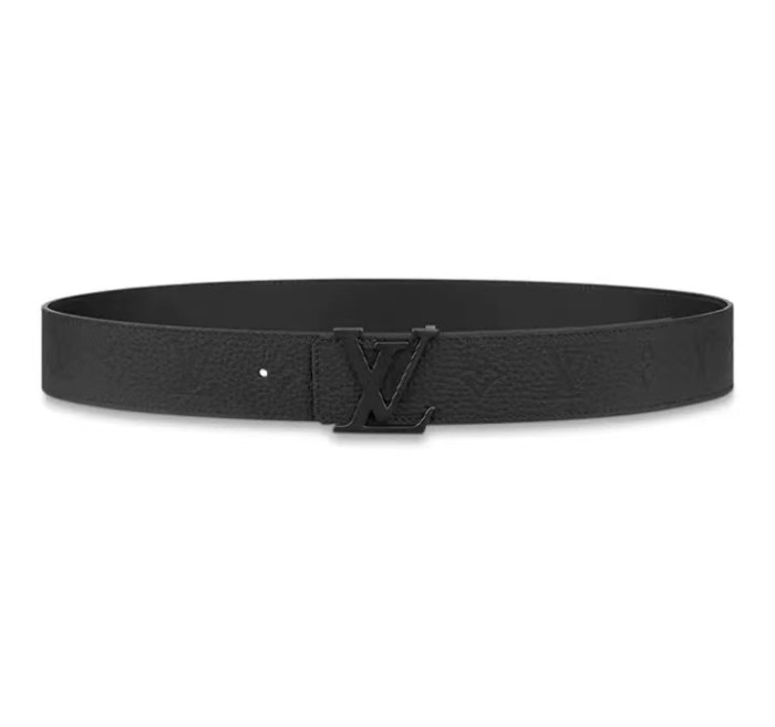 LOUIS VUITTON Embossed double-sided belt, men's, black