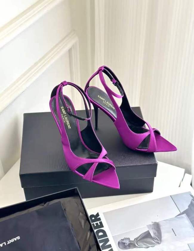 Saint Laurent Satin High Heels for women in purple and black