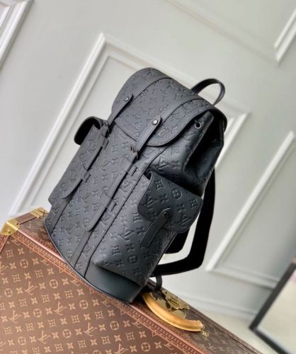 LOUIS VUITTON CHRISTOPHER Logo Printed Backpack Men's Black