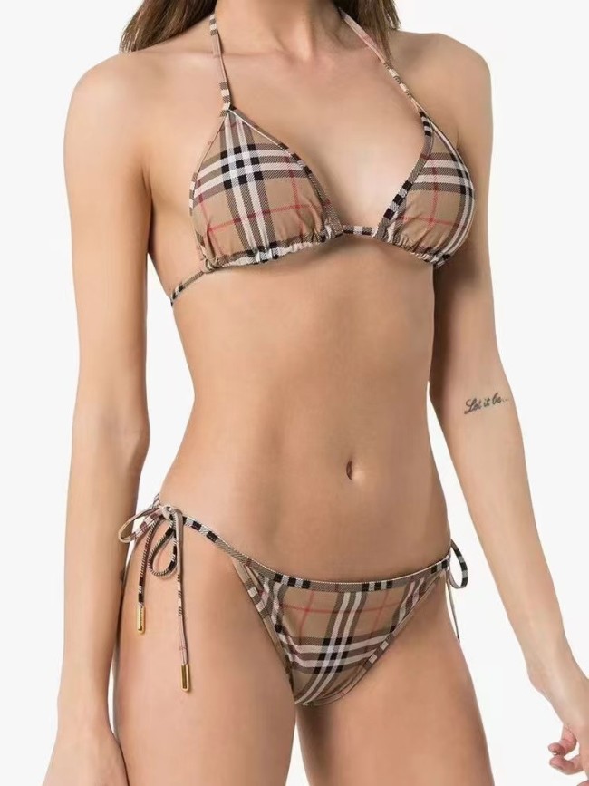 Burberry classic plaid bikini for women; brown