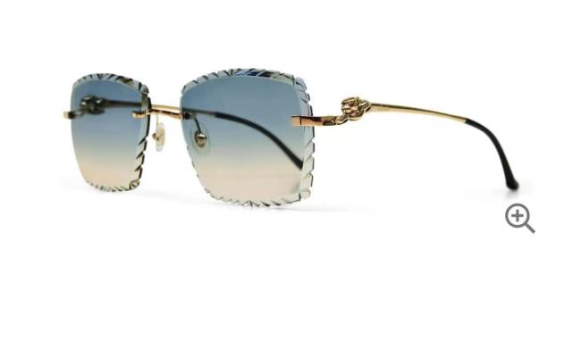 Cartier Logo Metal Irregular Sunglasses Men's Gold