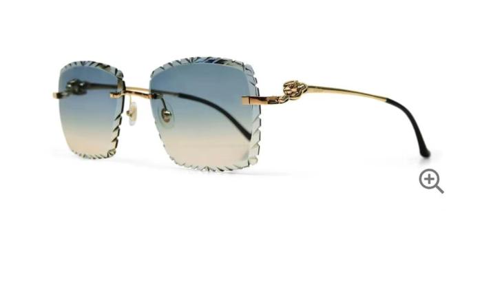Cartier Logo Metal Irregular Sunglasses Men's Gold