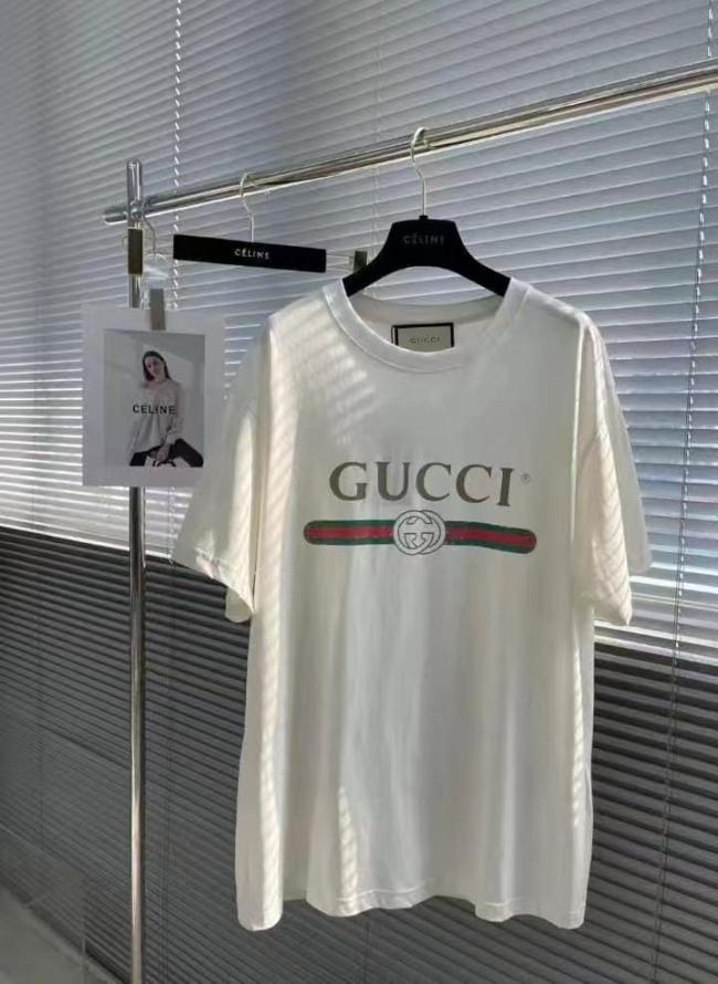 Gucci Interlocking Double G Stripe Polo Shirt Ivory