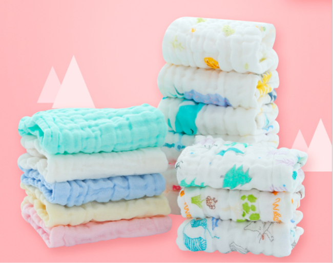 AD23កន្សែងដៃកុមារសំរាប់ជូតមុខ ដៃ ទឹកមាត់​ ផលិតពីកប្បាសសុទ្ធ  30cm*30cm