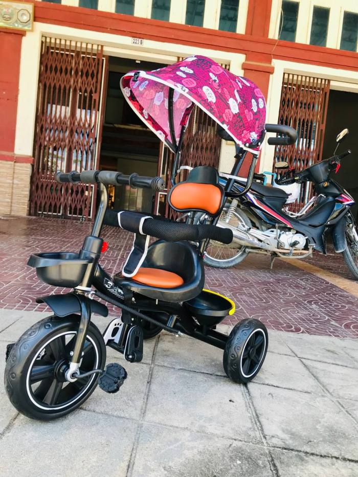 9806Jកង់បីកូនក្មេង ដំបូល រនាំង ដងរុញ ដោះចេញបាន 6ខែដល់6ឆ្នាំប្រើបាន