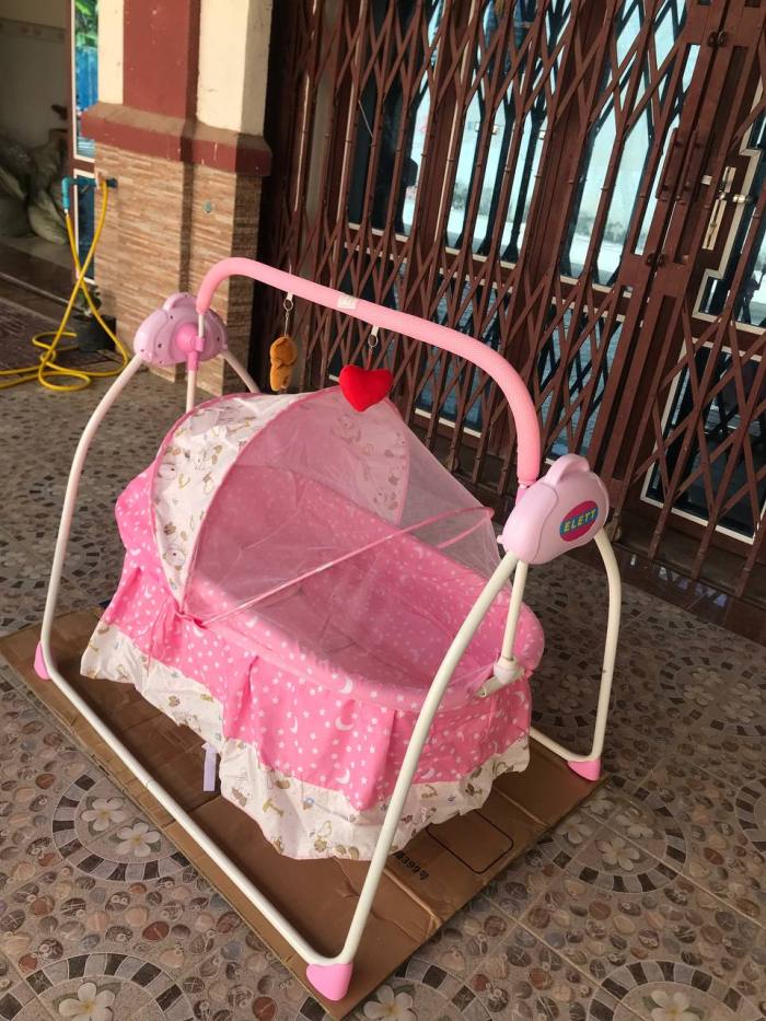 9086Jអង្រឹងយោលអូតូ ប្រើភ្លើងឬថ្មលពិលបាន   0ខែដល់3ឆ្នាំប្រើបាន  ទ្របាន25គីឡូ