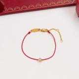 CAB53  Ladies Red String Single Diamond Color Gold Bracelet Bracelet