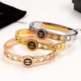 CHB58   Women's Three-dimensional Letters Black 18K Plated Titanium Steel Hollow Bracelet