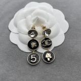 CHE20  Black Enamel Crystal Stud Earrings