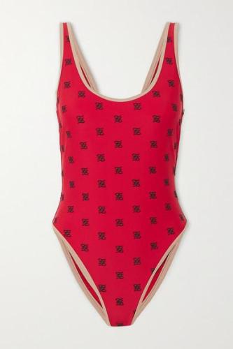 FD25  Summer one-piece red embroidered swimsuit women