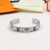 LVB112 White Fashion New Titanium Steel Bracelet Couple Star Flower Leather Semicircle Bracelet