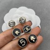 CHE20  Black Enamel Crystal Stud Earrings