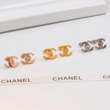 CHE16 double C Gold Plated ear studs