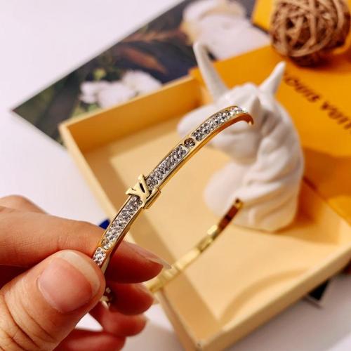 LVB121 Ladies Shiny Sticky Clay Diamond Narrow Edition Titanium Steel Bracelet