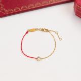 CAB54  Ladies single diamond half chain half red rope