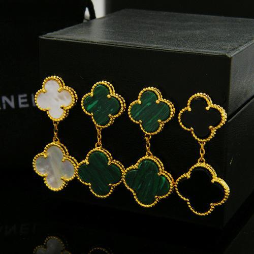 VAE3 Four leaf grass gilded Earrings  jewelry