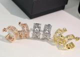 CHE112  Fragrant Fragrant Diamond Hollow Semicircle Logo Earrings