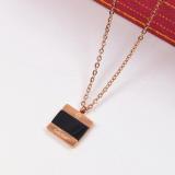CAN37  Rose gold lock square  letter necklace, non-fading and anti-allergic