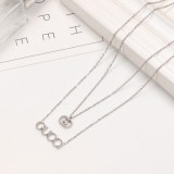 GCN13 Double-layer classic letter long necklace