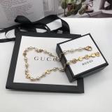 GN102  Finished metal ring type initials pearl necklace bronze