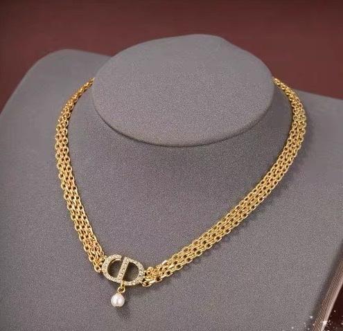 DIN16  Classic women's three-layer chain pearl necklace
